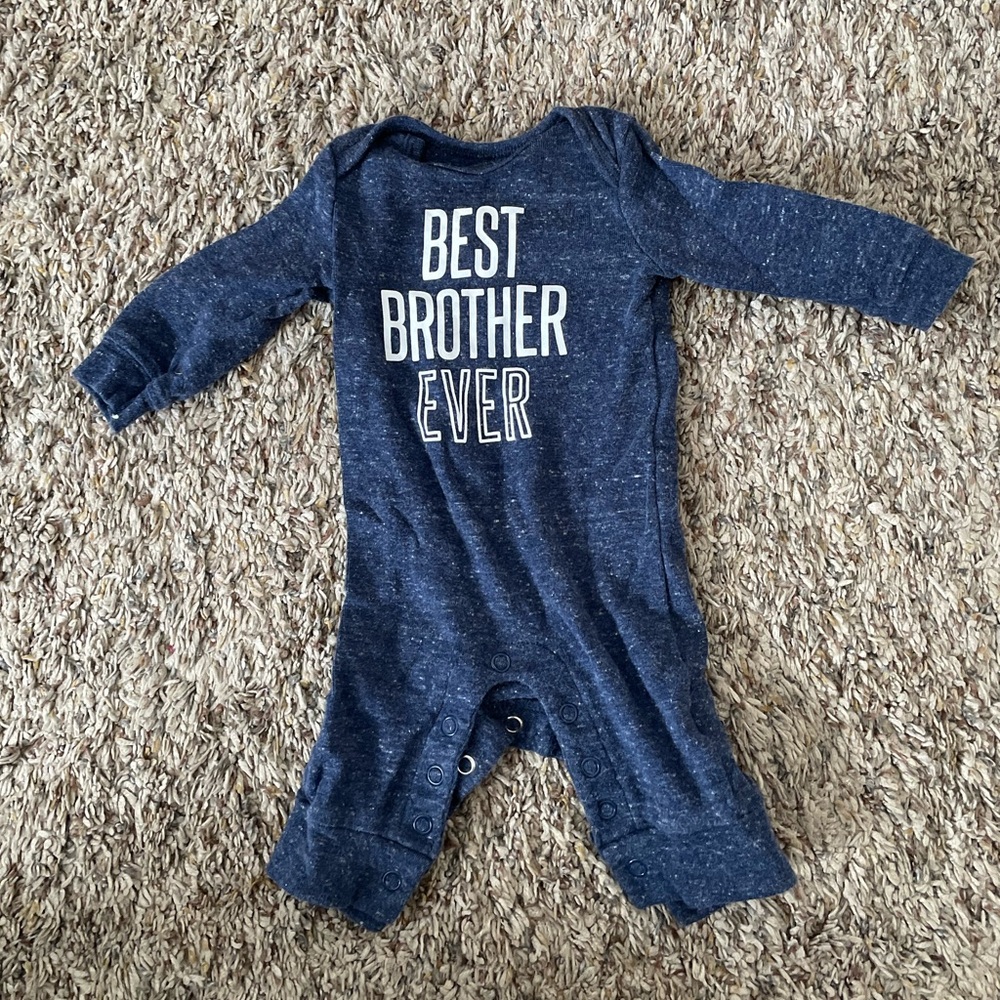 Best Brother Ever Navy Blue Newborn Romper